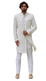 Mens Ivory Lakhnavi Sherwani Set