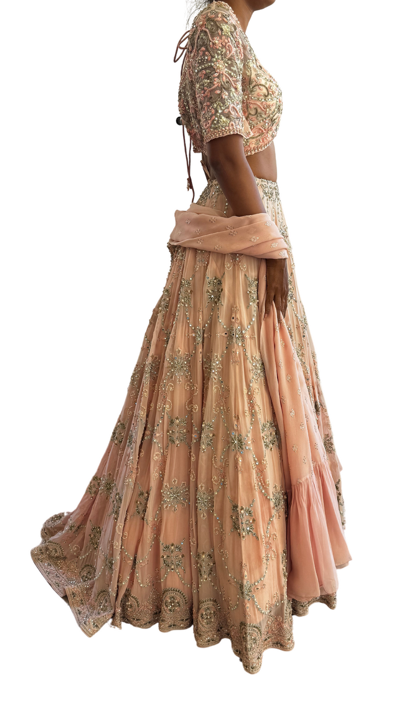 Light Pink Silver Embellished Crepe Lehenga