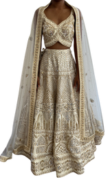 White & Gold Fully Heavily Mirrored Luxury Lehenga