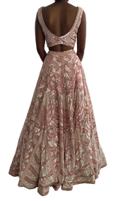 Heavily Pink Art Deco Beaded Lehenga