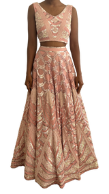 Heavily Pink Art Deco Beaded Lehenga