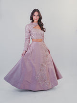 Blush Pink Cut-Out Lehenga - Preserve