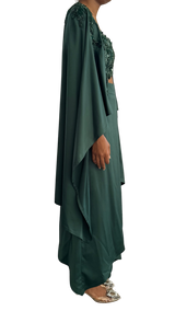 Emerald Green Embellished Draped Skirt Set