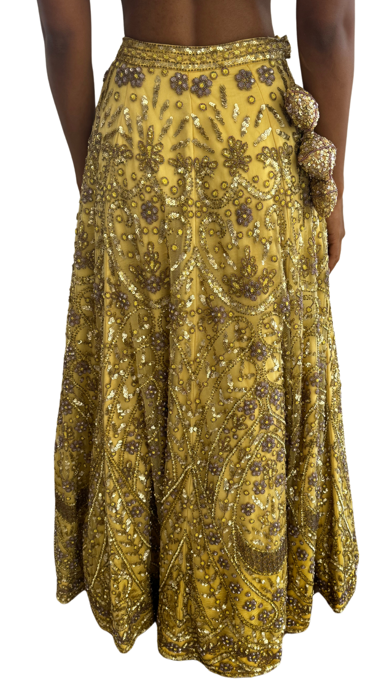 Heavily Beaded Yellow Petite Lehenga