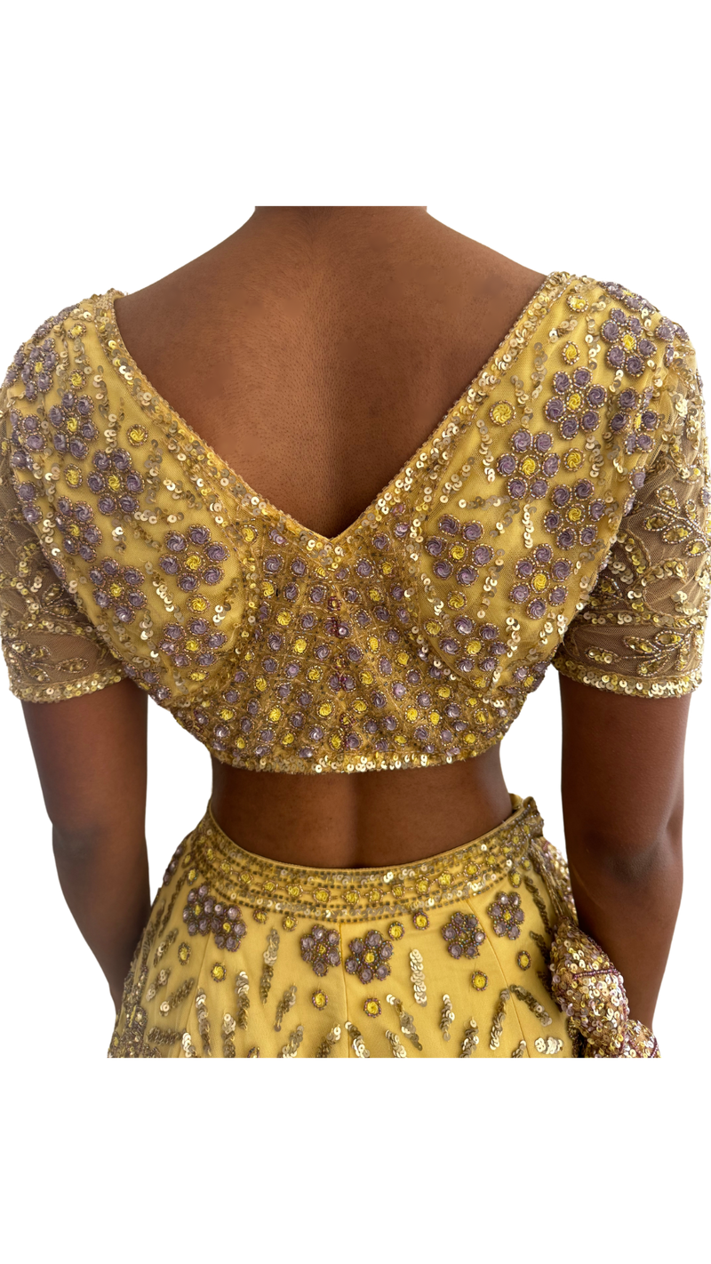 Heavily Beaded Yellow Petite Lehenga