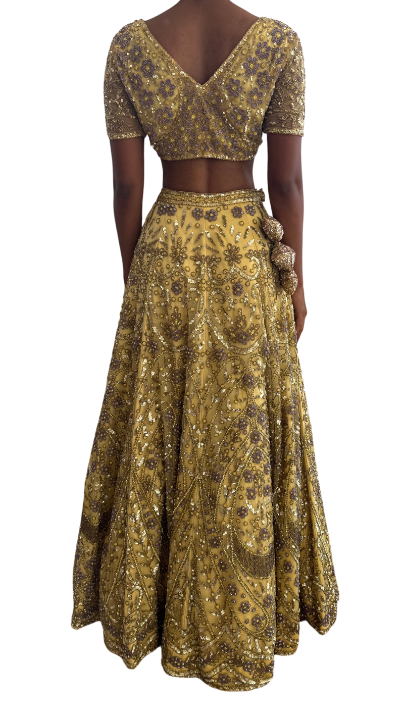 Heavily Beaded Yellow Petite Lehenga