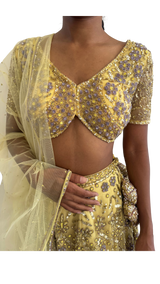 Heavily Beaded Yellow Petite Lehenga