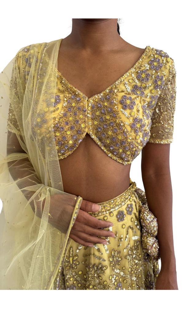 Heavily Beaded Yellow Petite Lehenga