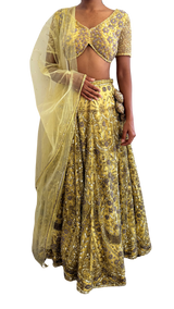 Heavily Beaded Yellow Petite Lehenga