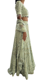 Mint Fully Beaded Art Deco Decadent Embellished Lehenga