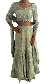 Mint Fully Beaded Art Deco Decadent Embellished Lehenga