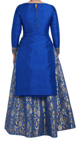 SAMPLE SALE: Blue Banarasi Kurta Lehenga