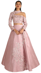 SAMPLE SALE: Blush Pink Cut-Out Lehenga