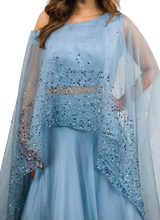 Baby Blue Shimmering Cape Lehenga - Preserve