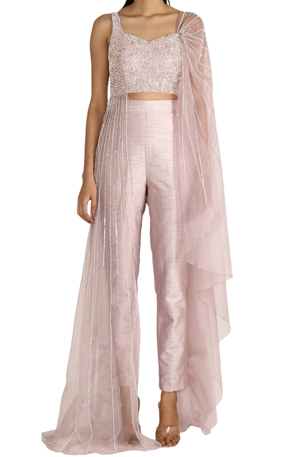 Dramatic Blush Draped Pant Set - Preserve