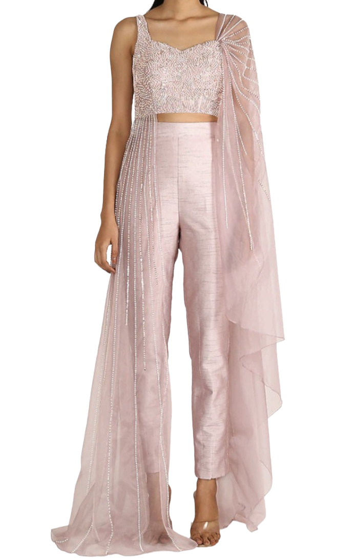 Dramatic Blush Draped Pant Set - Preserve