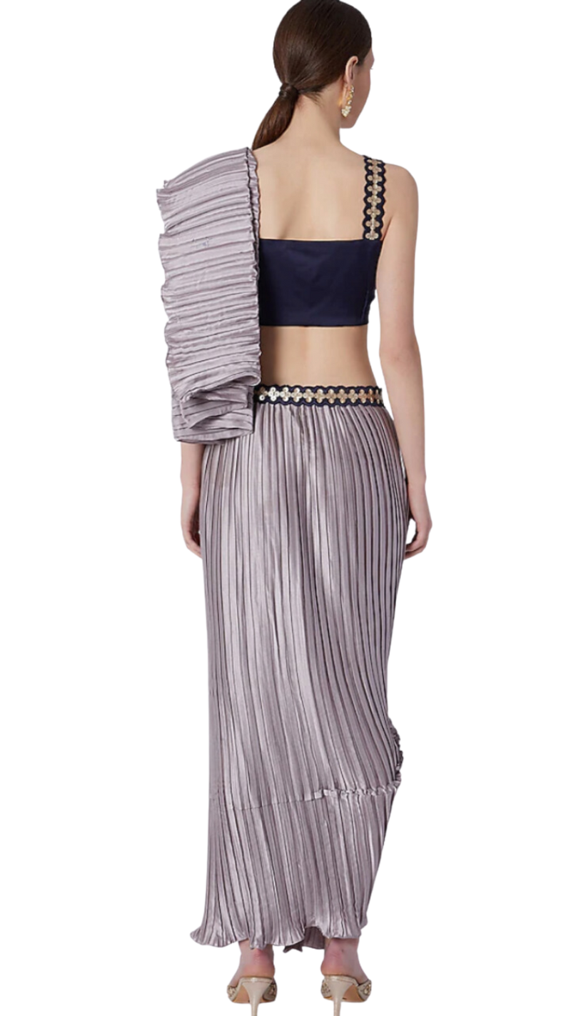 Lavender Pre-Draped Sari