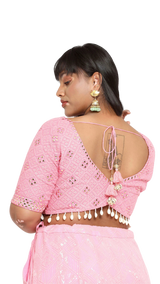 Bubble Gum Pink Sequined Seashell Lehenga