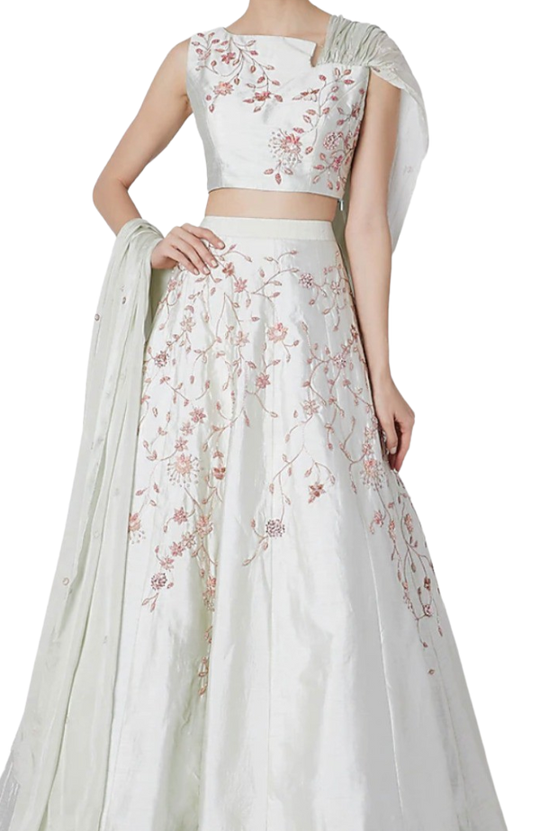 Mint Green Beaded Lehenga - Preserve