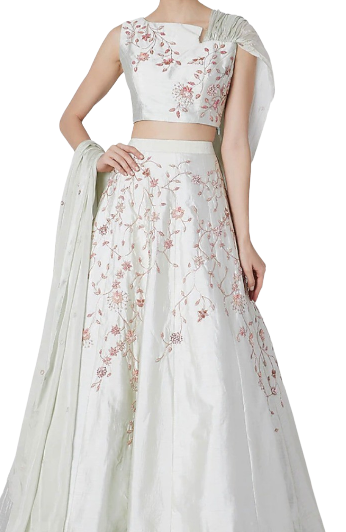 Mint Green Beaded Lehenga - Preserve