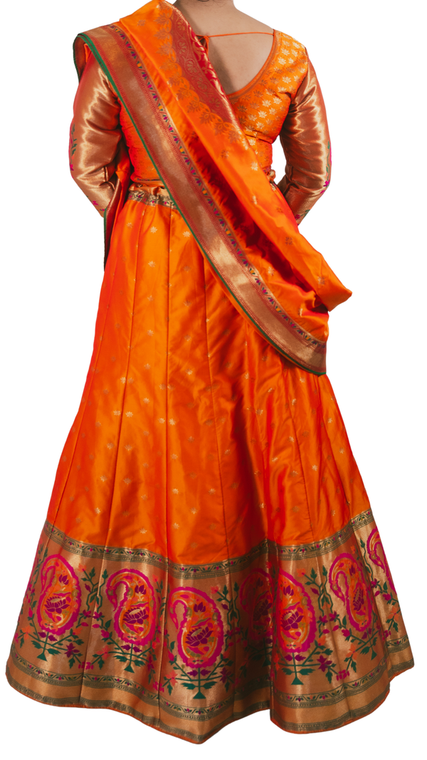 Orange Banarasi Lehenga - Preserve