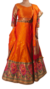 Orange Banarasi Lehenga - Preserve