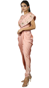 SAMPLE SALE: Pink Beaded Drape Gown Pant Set