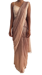 Champagne & Gold Ombre Sequinned Sari