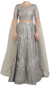 Silver Embellished Shimmering Lehenga