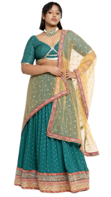 Royal Green Embroidered Lehenga