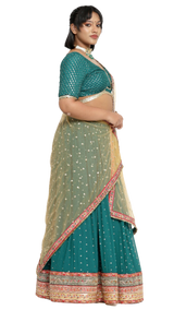 Royal Green Embroidered Lehenga