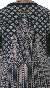 Silver and Navy Embroidered Jacket with Anarkali - Preserve