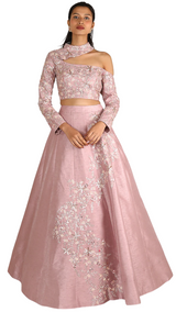 Blush Pink Cut-Out Lehenga - Preserve