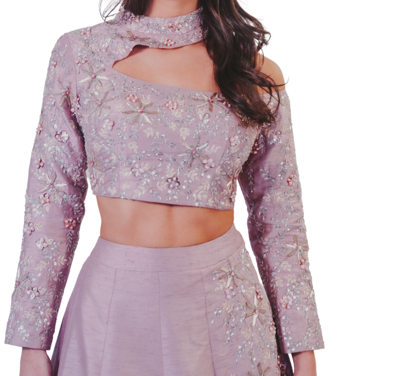 Blush Pink Cut-Out Lehenga - Preserve