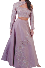 Blush Pink Cut-Out Lehenga - Preserve