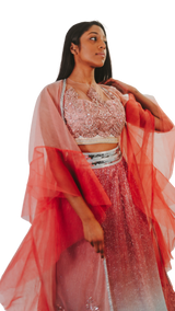 Pink Shimmer Lehenga Set - Preserve