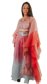 Pink Shimmer Lehenga Set - Preserve