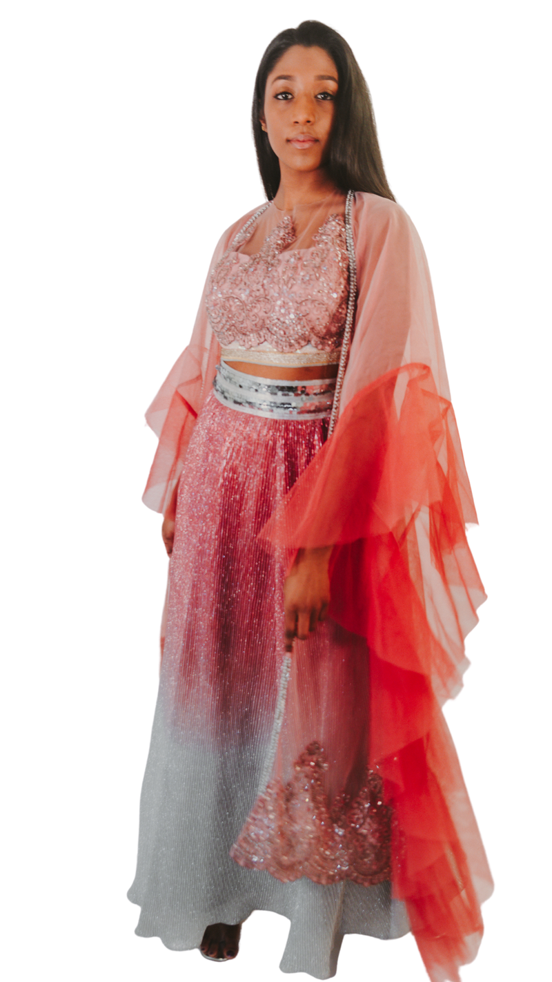 Pink Shimmer Lehenga Set - Preserve