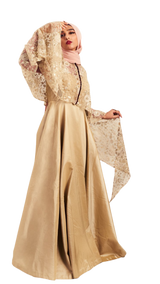 Champagne Lace Cape Gown - Preserve