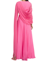 SAMPLE SALE: Pink Draped Gown with Gold Embroidery