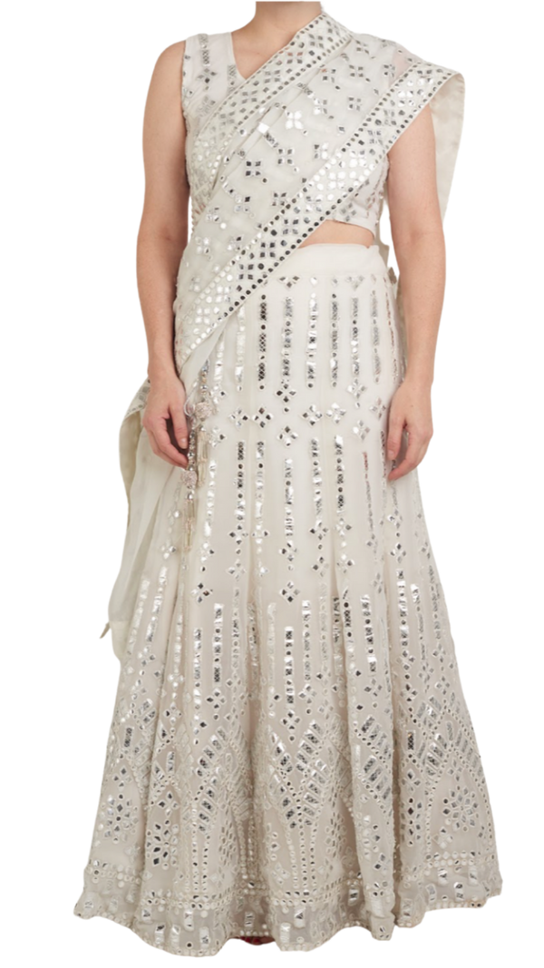 White Mirrored Lehenga - Preserve