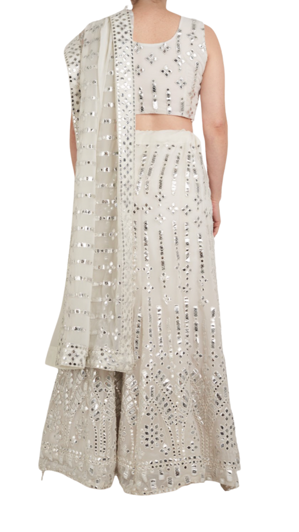 White Mirrored Lehenga - Preserve