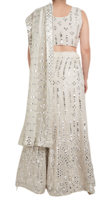 White Mirrored Lehenga