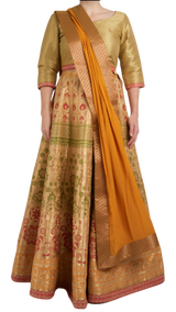 Yellow Gold Banarasi Lehenga