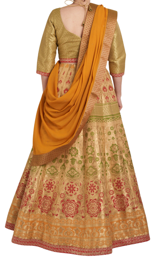 Yellow Gold Banarasi Lehenga