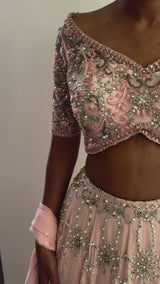 Light Pink Silver Embellished Crepe Lehenga