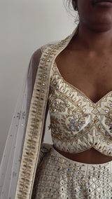 White & Gold Fully Heavily Mirrored Luxury Lehenga