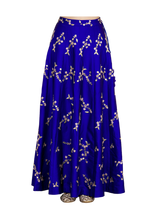 Royal Blue Floral Taffeta Lehenga