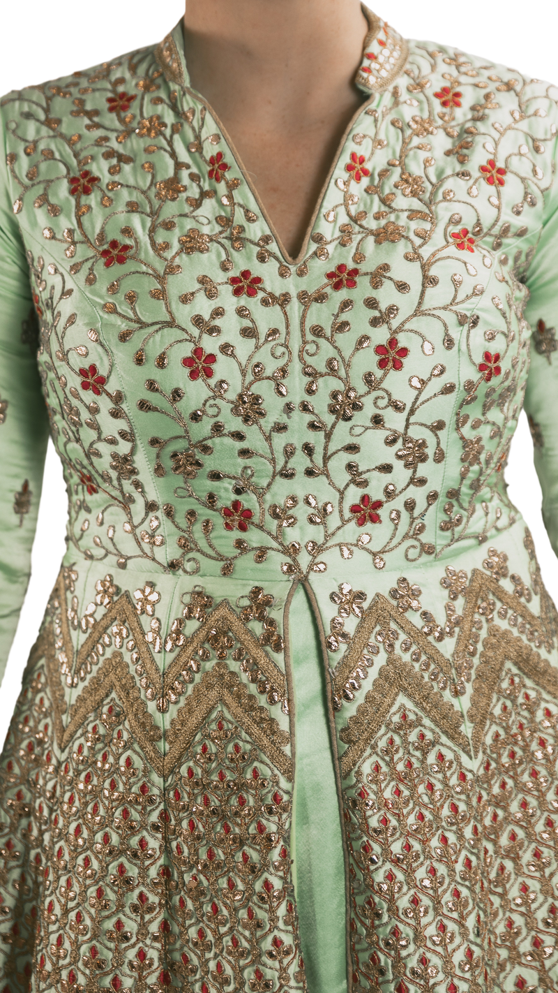 Mint Embroidered Anarkali: Sample Sale - Preserve