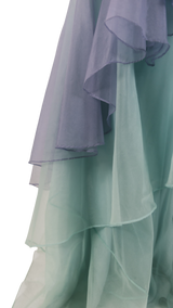 Periwinkle & Powder Blue Embellished Ruffle Lehenga - Preserve